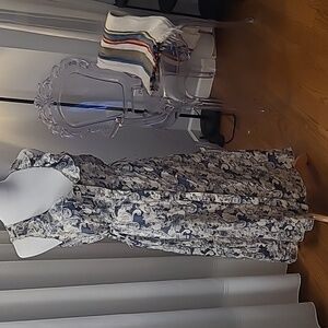 Romantic Silk Cotton Summer Dress with Buttons and Ruffles Size Medium